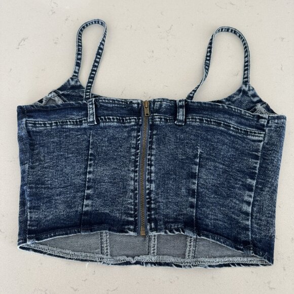 Sincerely Jules Blue color ,size small Denim Corset Boho Crop Top, - Picture 2 of 6